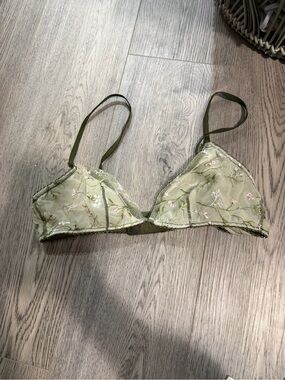 aerie Olive Green Floral Sheer Bralette